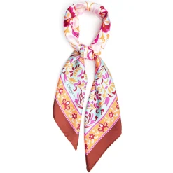 FOULARD IN SETA 90 MARRONE Motivo damascato