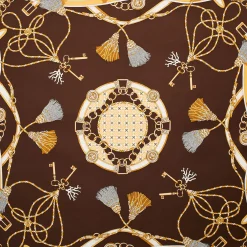 FOULARD IN SETA 90 MARRONE SCURO Microfantasia, nappine e chiavi
