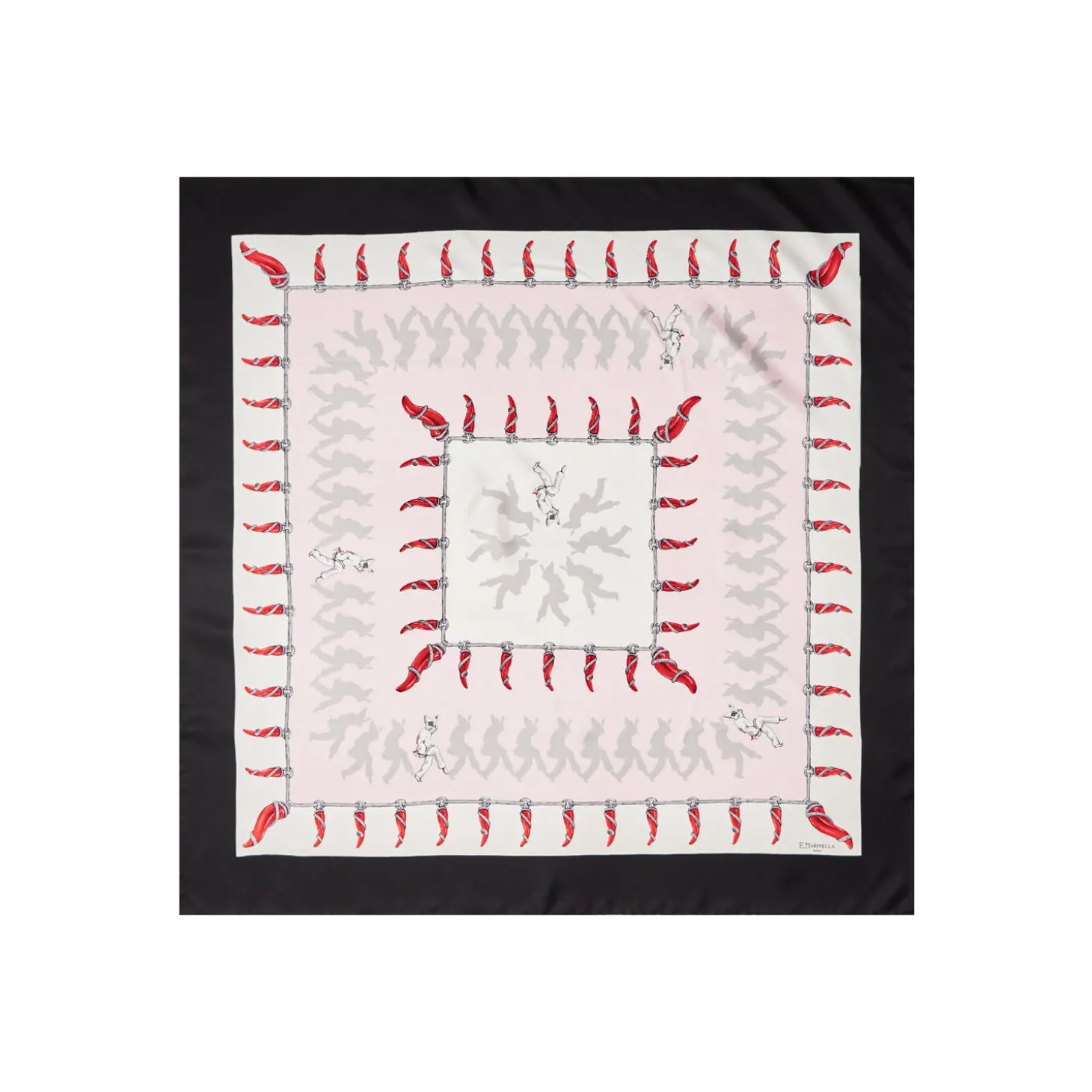 FOULARD IN SETA 90 NERO Pulcinella portafortuna