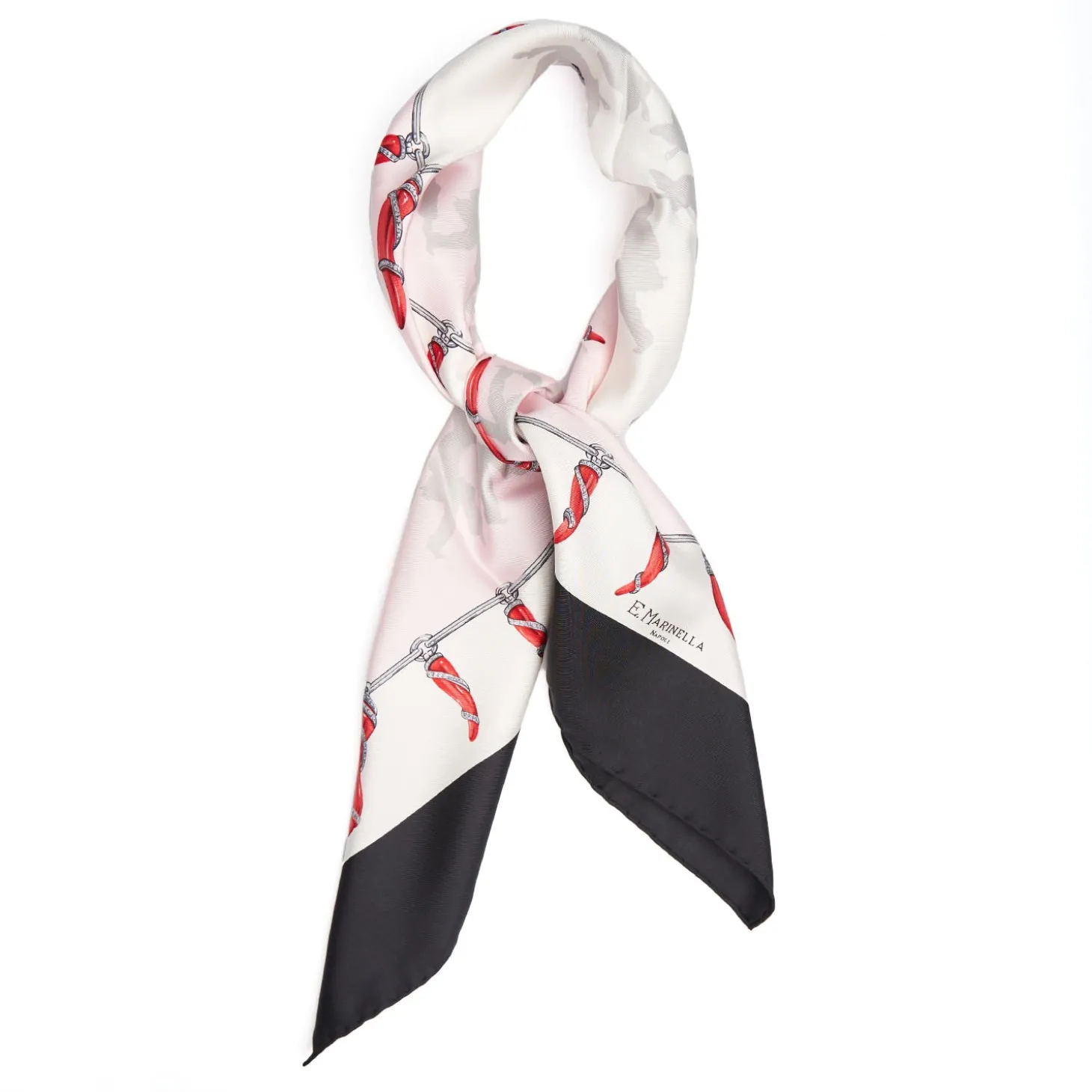 FOULARD IN SETA 90 NERO Pulcinella portafortuna