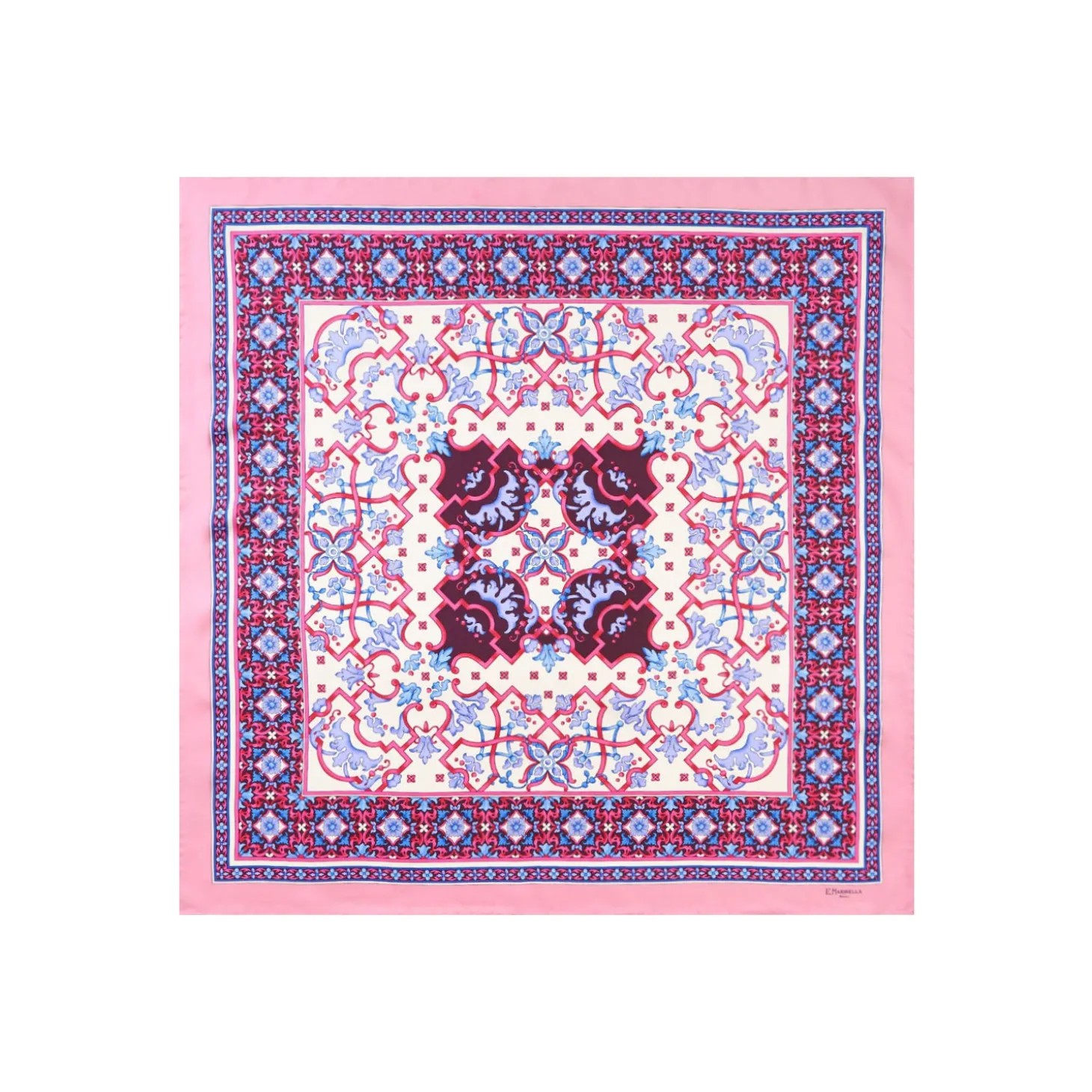 FOULARD IN SETA 90 ROSA Maiolica mediterranea