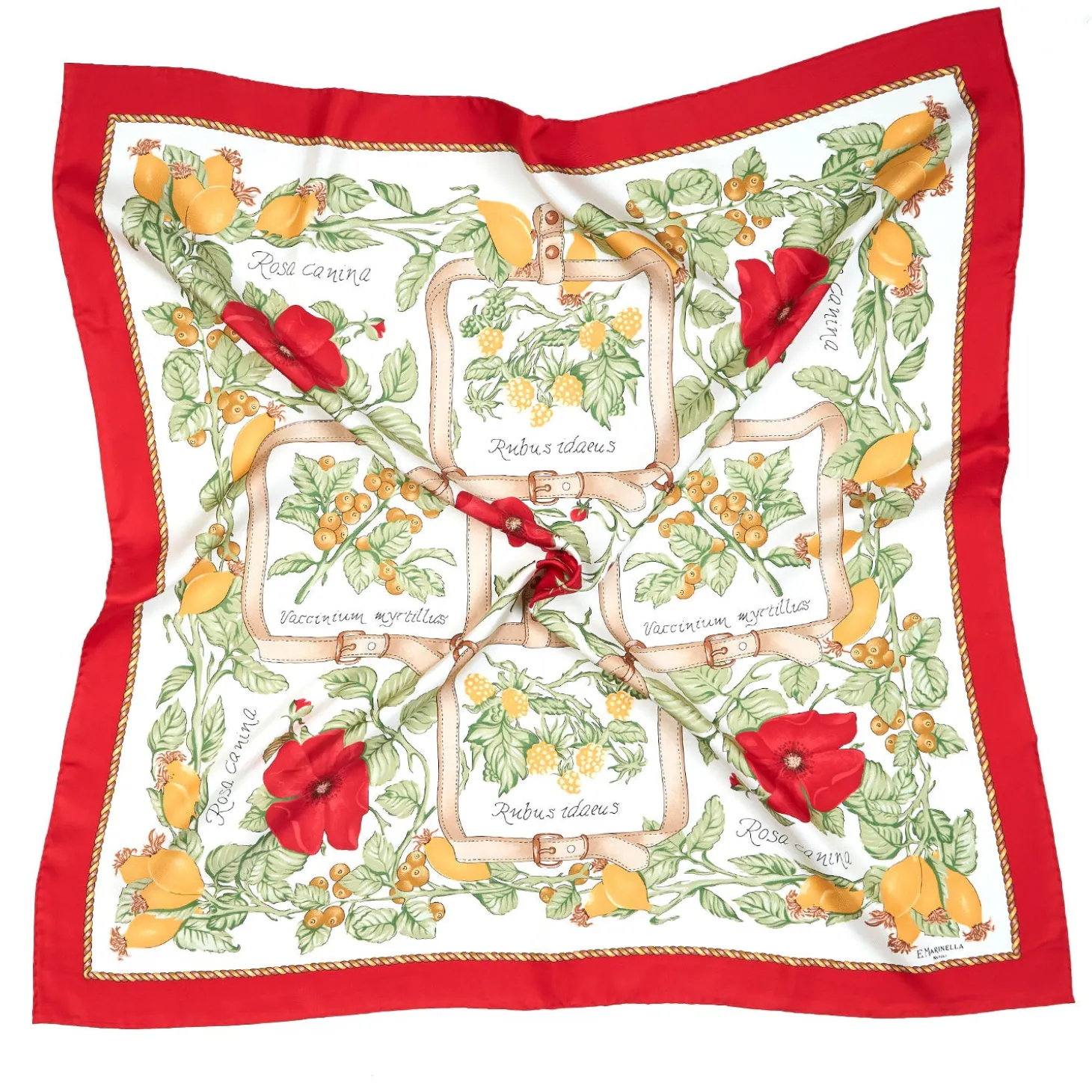 FOULARD IN SETA 90 ROSSO La rosa canina