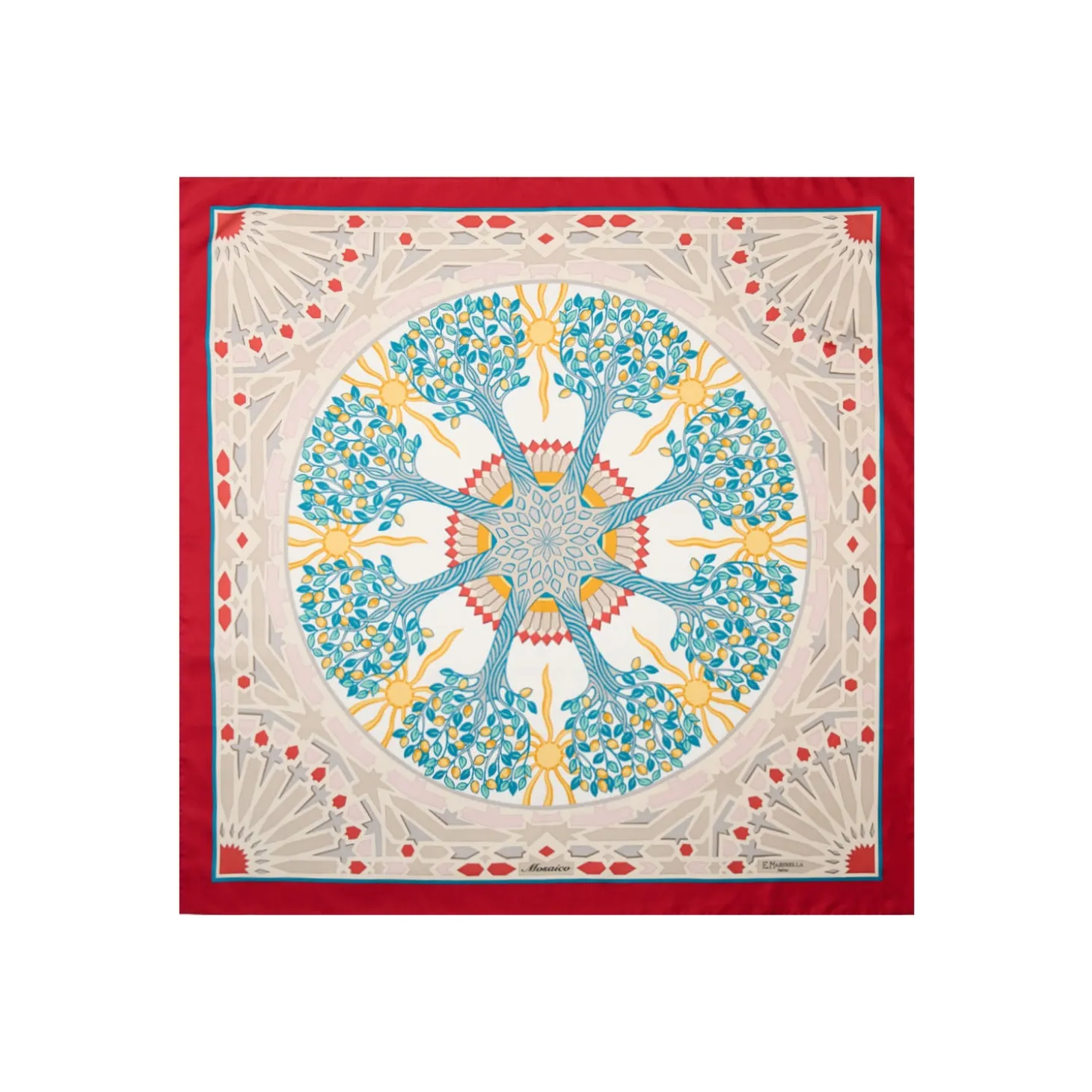 FOULARD IN SETA 90 ROSSO Mosaico