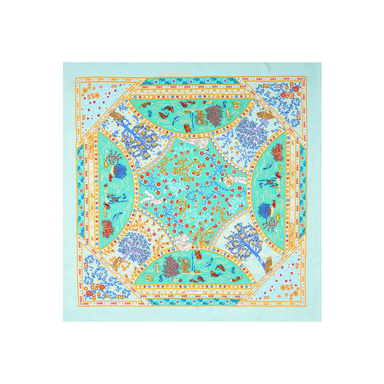 FOULARD IN SETA 90 VERDE CHIARO Napoli terra mia