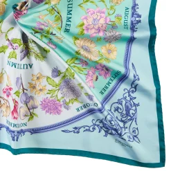 FOULARD IN SETA 90 VERDE La ruota delle stagioni