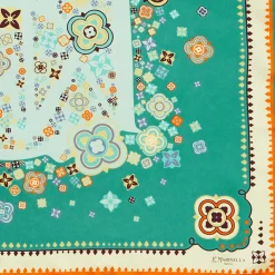 FOULARD IN SETA 90 VERDE World of archivio flowers 1961