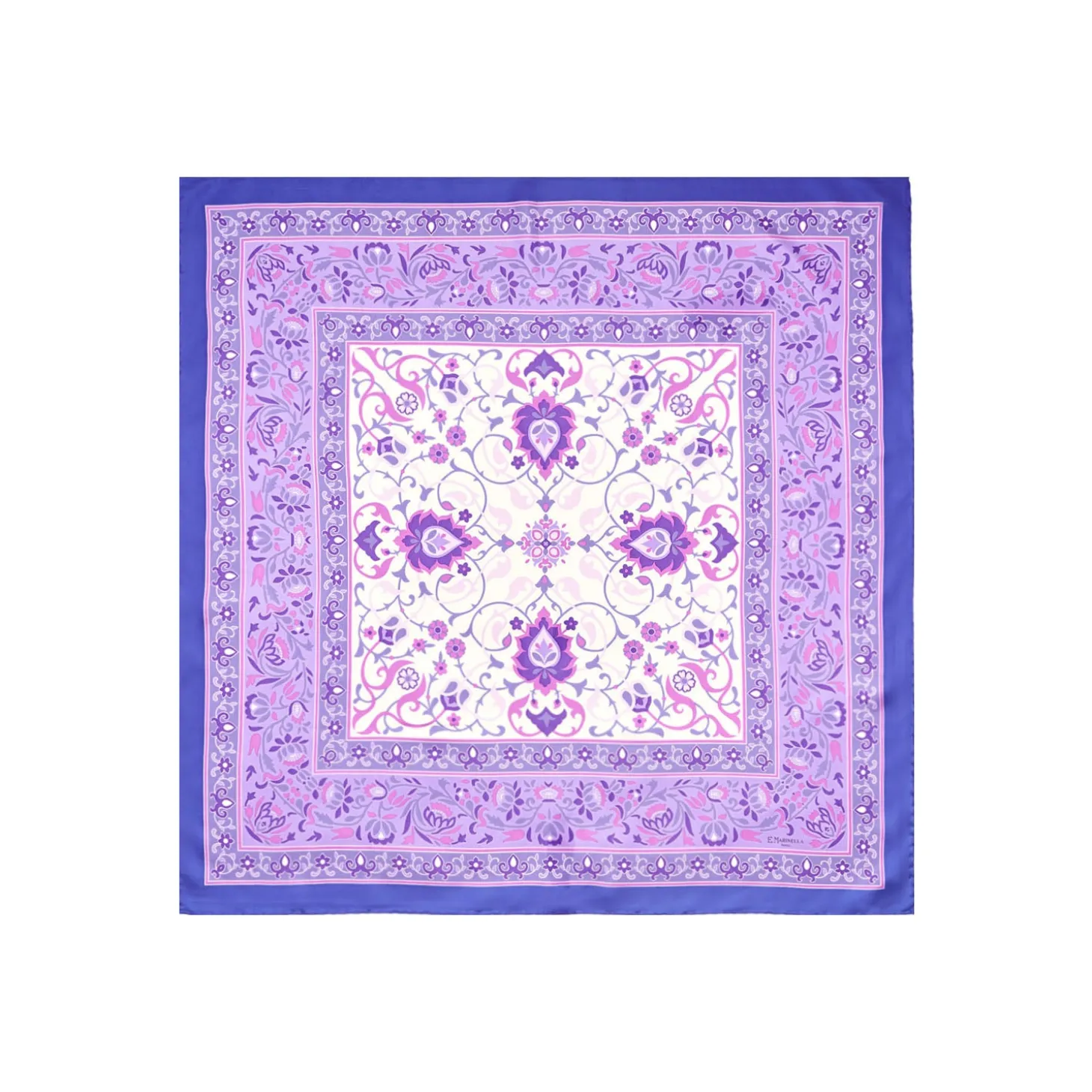 FOULARD IN SETA 90 VIOLA Motivo damascato
