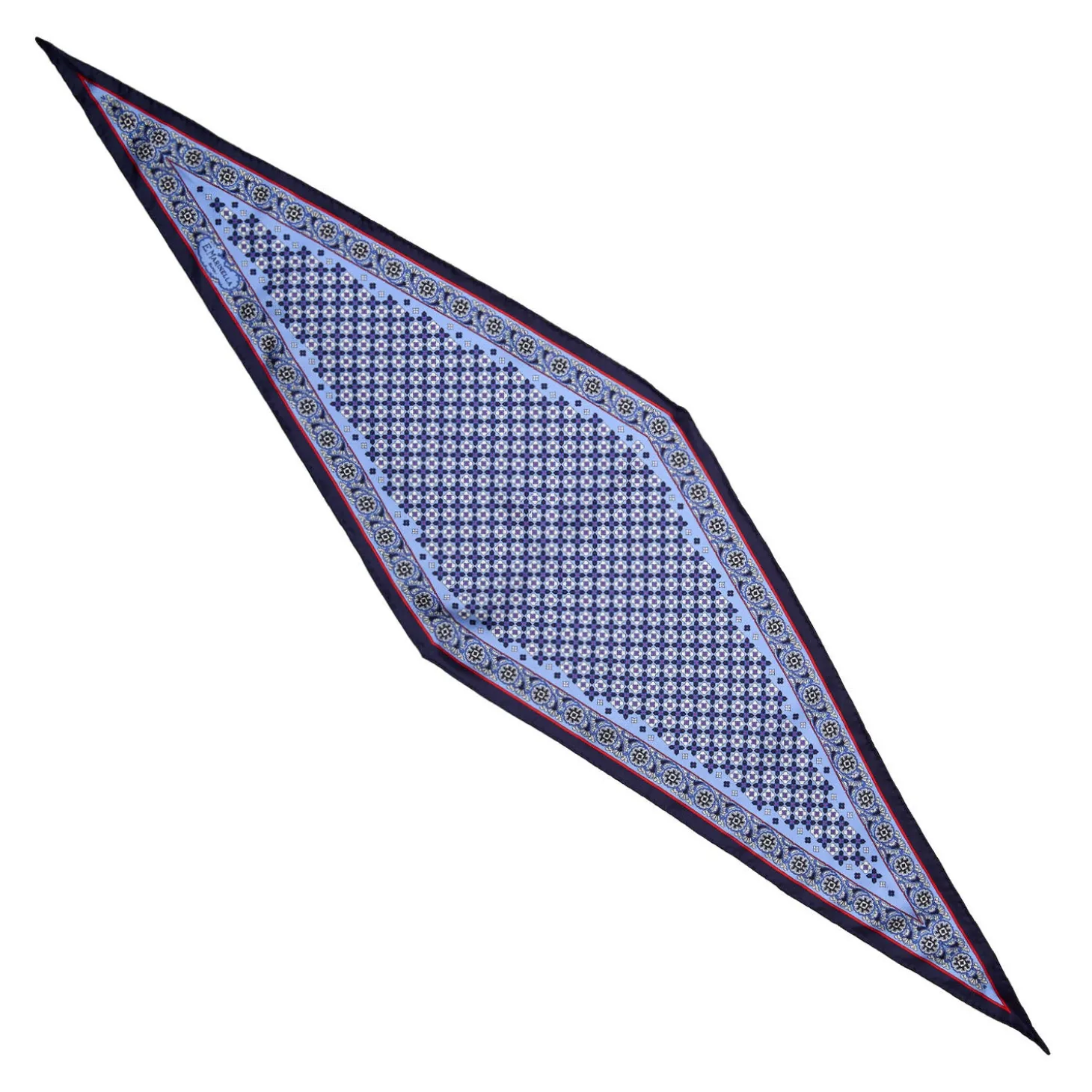 FOULARD ROMBO IN SETA AZZURRO Microfantasia fiore