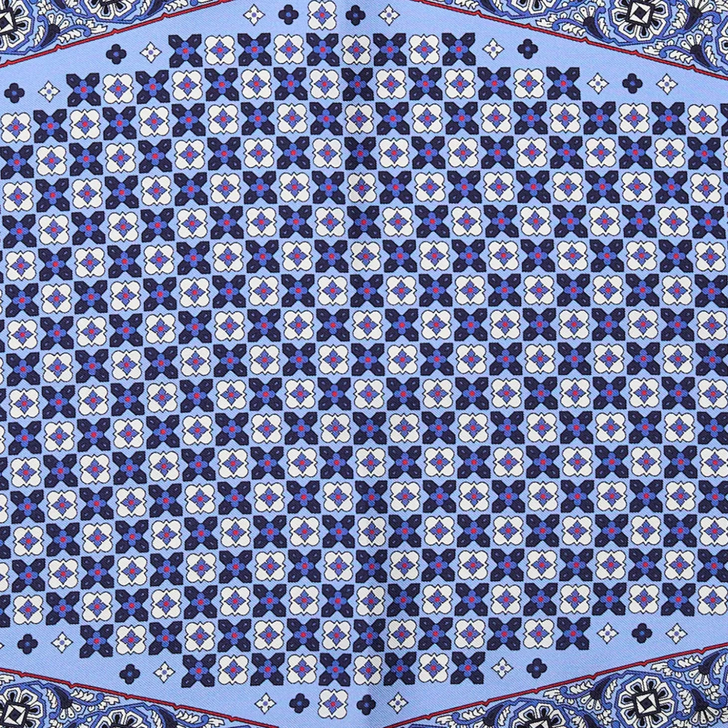 FOULARD ROMBO IN SETA AZZURRO Microfantasia fiore