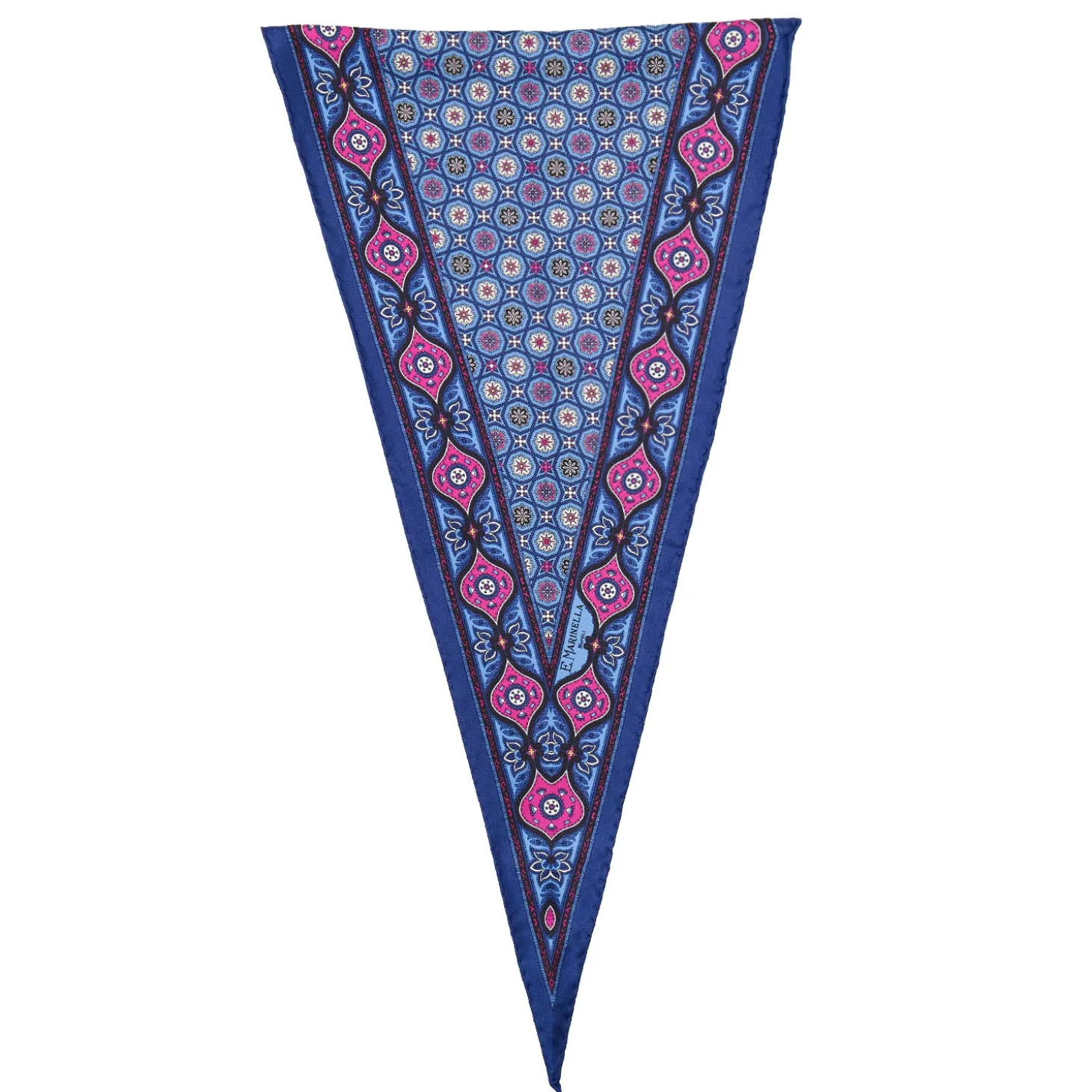 FOULARD ROMBO IN SETA AZZURRO POLVERE Microfantasia fiore