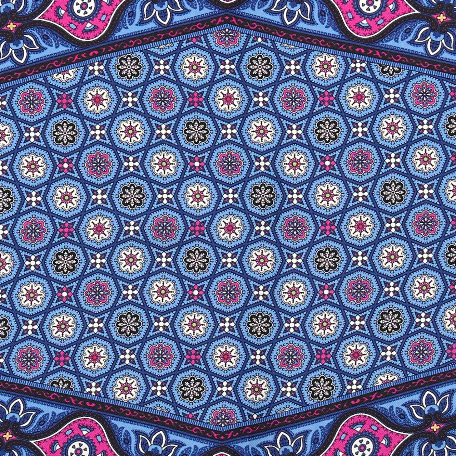 FOULARD ROMBO IN SETA AZZURRO POLVERE Microfantasia fiore