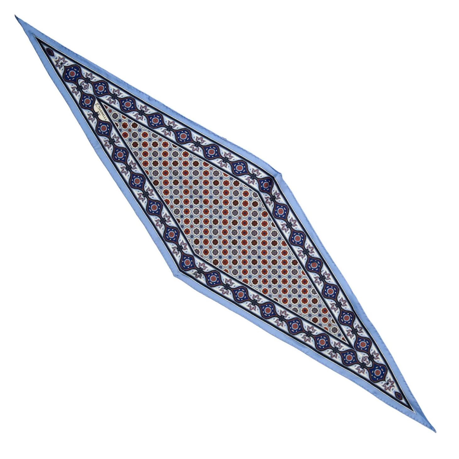FOULARD ROMBO IN SETA AZZURRO Microfantasia fiore