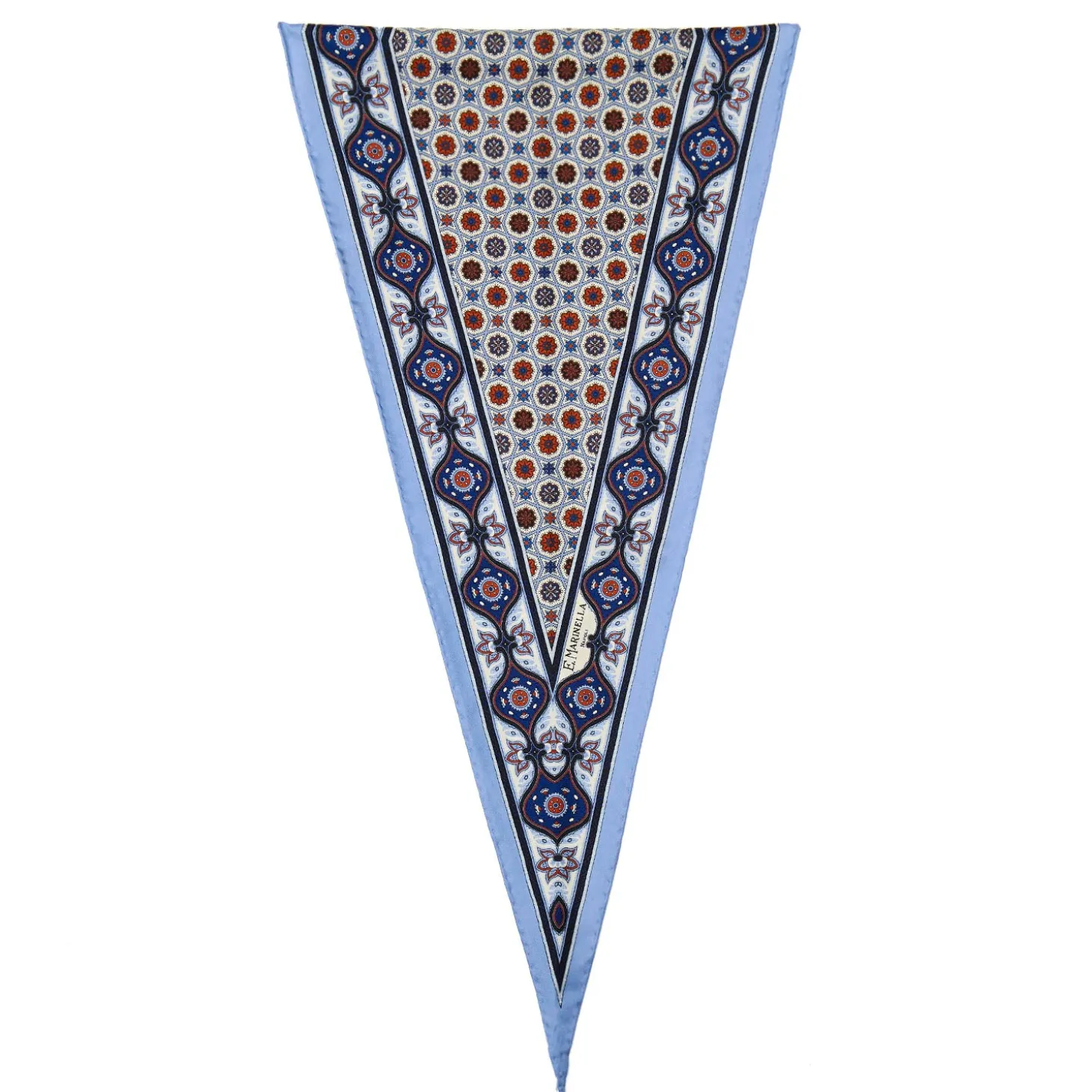 FOULARD ROMBO IN SETA AZZURRO Microfantasia fiore