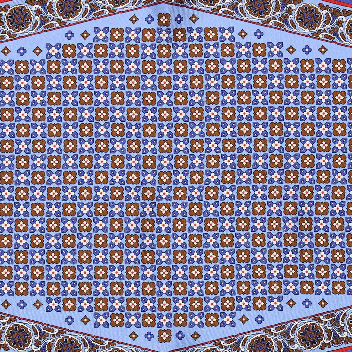 FOULARD ROMBO IN SETA AZZURRO POLVERE Microfantasia fiore