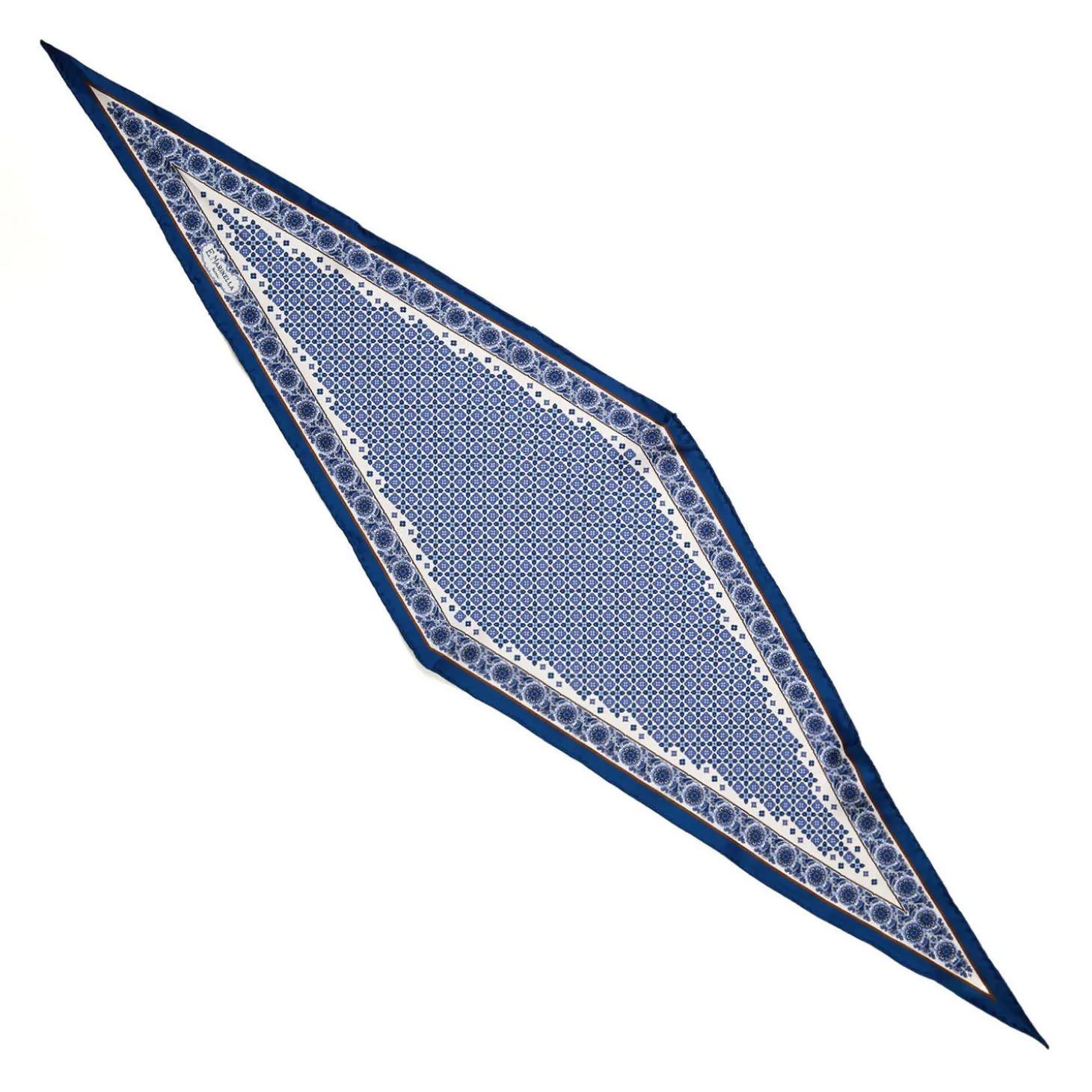 FOULARD ROMBO IN SETA BIANCO Microfantasia fiore