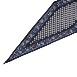 FOULARD ROMBO IN SETA BLU SCURO Microfantasia fiore