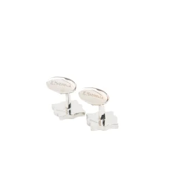 GEMELLI DA POLSO FIORE ARCHIVIO In argento e smalto blu