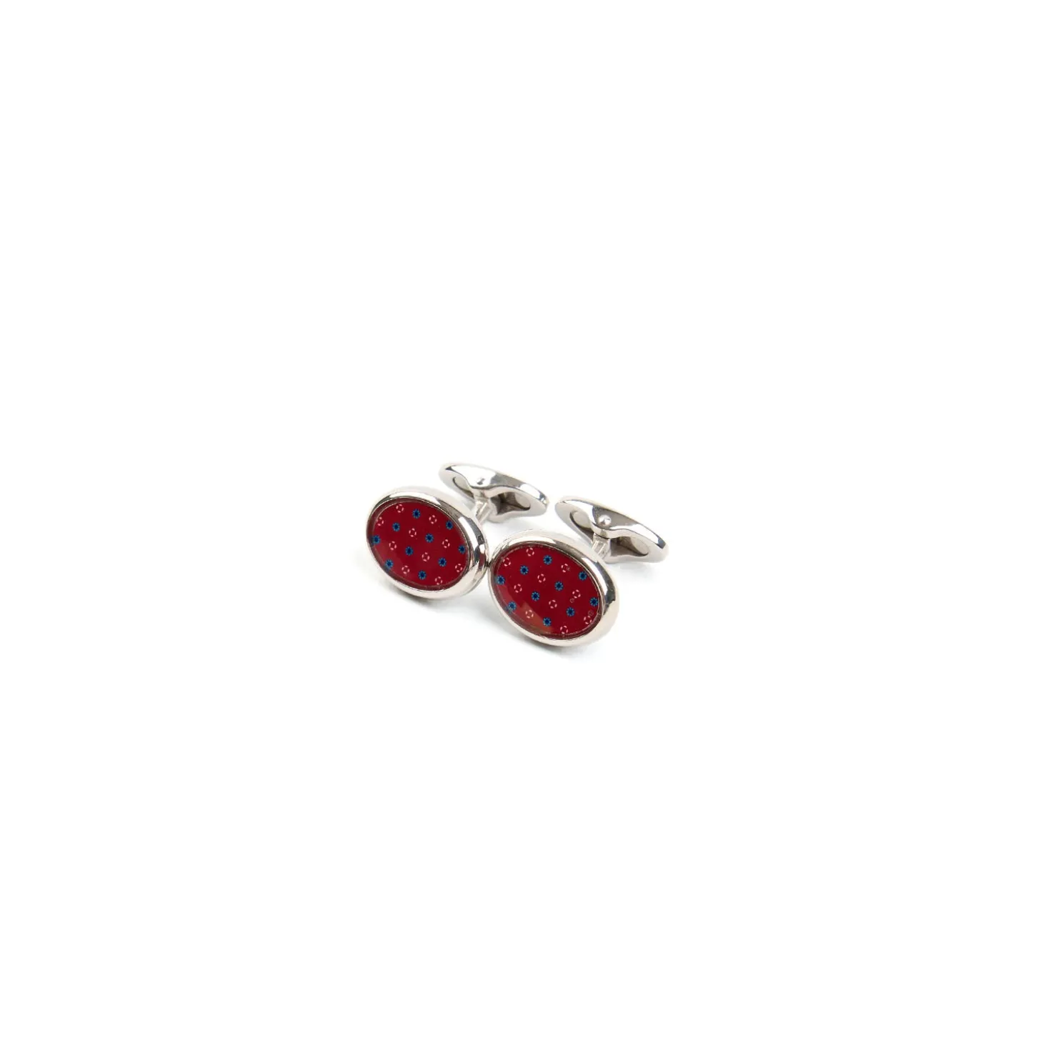 GEMELLI DA POLSO IN ARGENTO BORDEAUXCon microfantasia fiore
