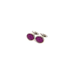 GEMELLI DA POLSO IN ARGENTO FUCSIA Con microfantasia fiore