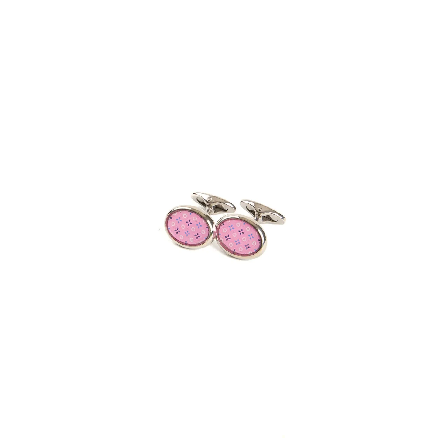 GEMELLI DA POLSO IN ARGENTO ROSA Con microfantasia fiore