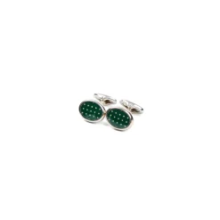 GEMELLI DA POLSO IN ARGENTO VERDECon microfantasia fiore