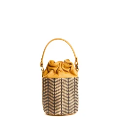 MINI SECCHIELLO GIALLO In rafia e pelle