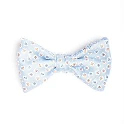 PAPILLON ANNODATO IN SETA AZZURRA Microfantasia fiore