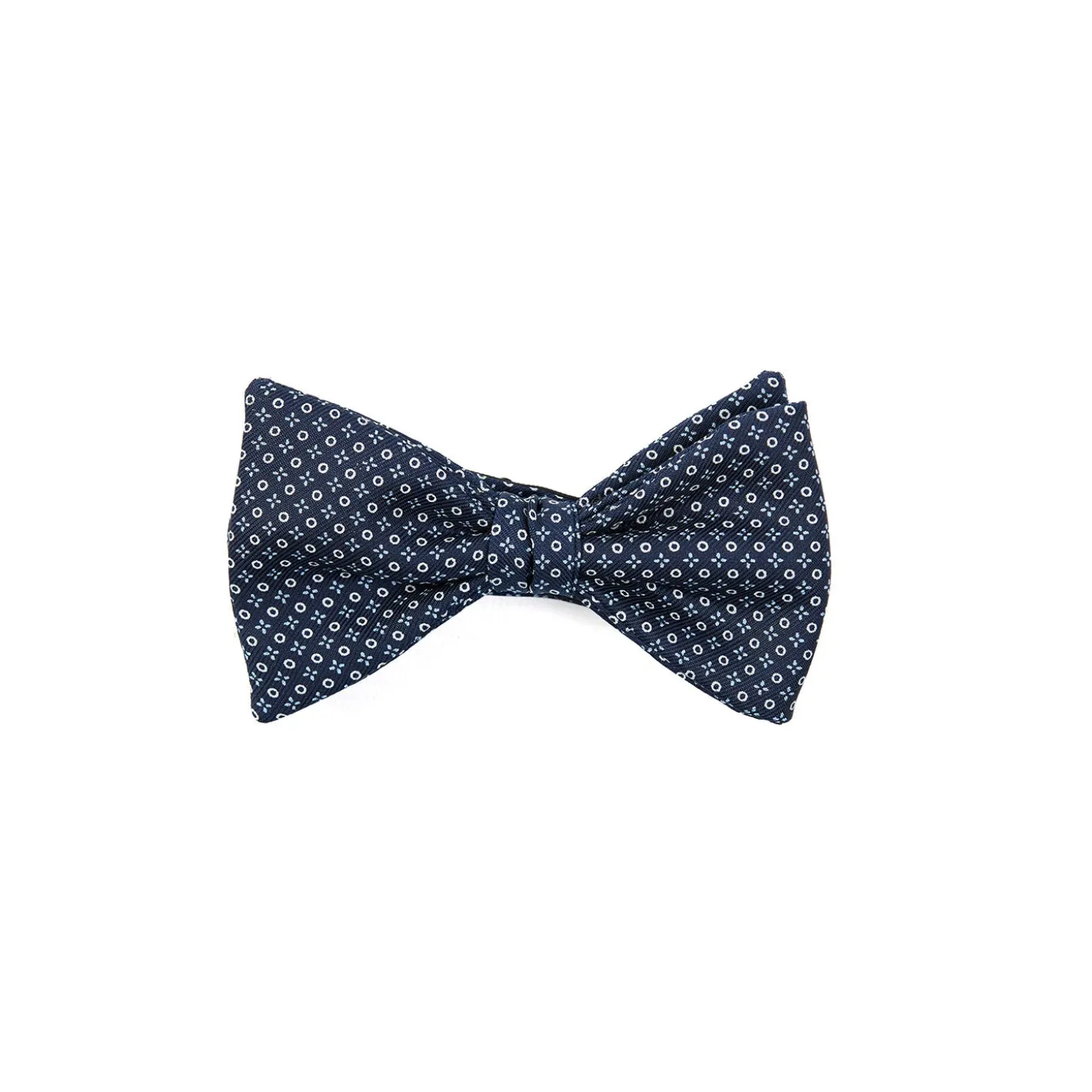 PAPILLON ANNODATO IN SETA BLU SCURO Microfantasia fiore
