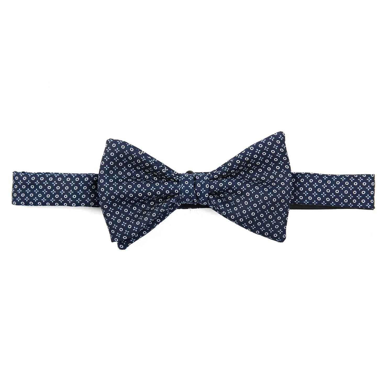 PAPILLON ANNODATO IN SETA BLU SCURO Microfantasia fiore