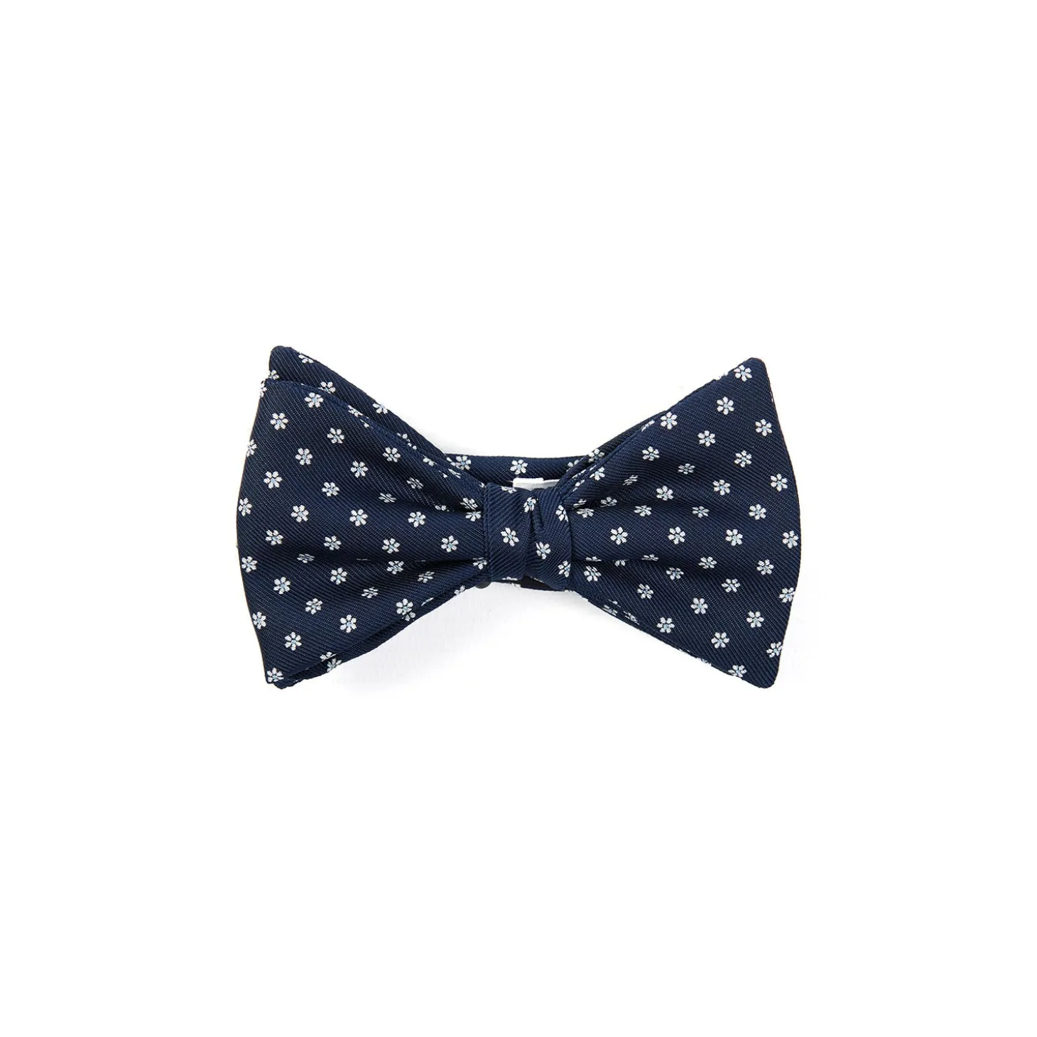 PAPILLON ANNODATO IN SETA BLU SCURO Microfantasia fiore