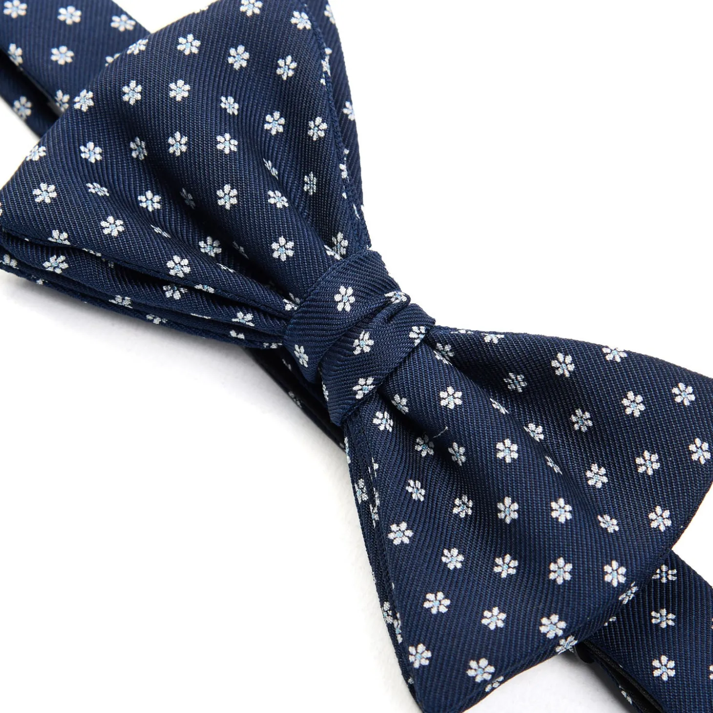 PAPILLON ANNODATO IN SETA BLU SCURO Microfantasia fiore