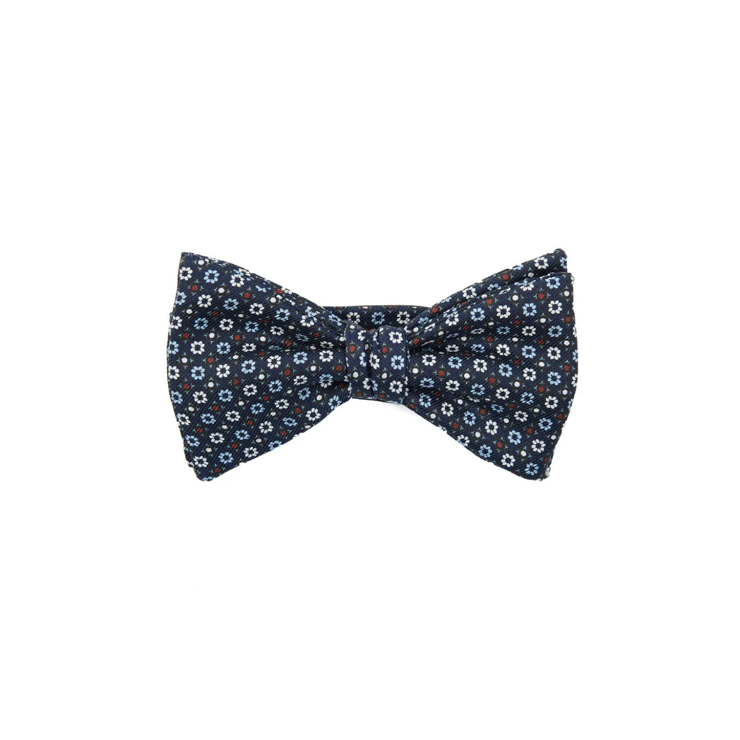 PAPILLON ANNODATO IN SETA BLU SCURO Microfantasia fiore