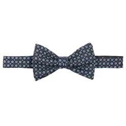 PAPILLON ANNODATO IN SETA BLU SCURO Microfantasia fiore