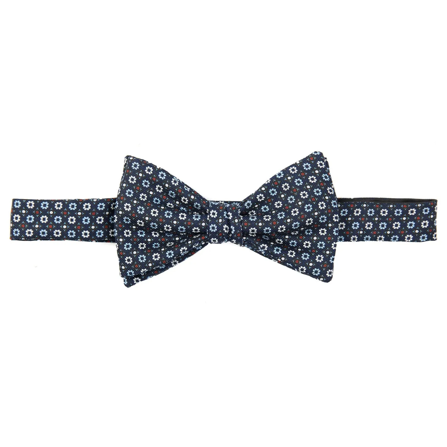PAPILLON ANNODATO IN SETA BLU SCURO Microfantasia fiore