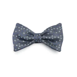 PAPILLON ANNODATO IN SETA GRIGIO SCURO Microfantasia fiore