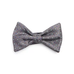 PAPILLON ANNODATO IN SETA GRIGIO SCURO Microfantasia fiore