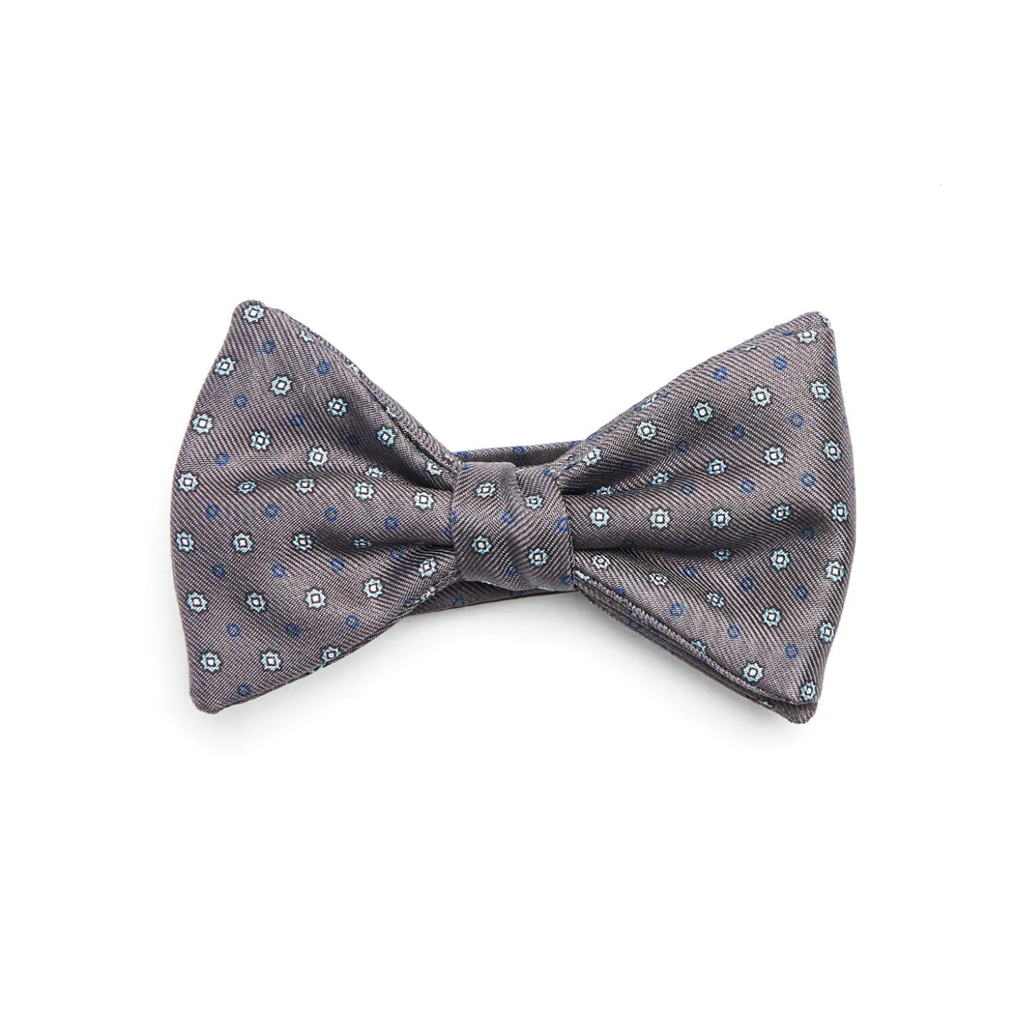 PAPILLON ANNODATO IN SETA GRIGIO SCURO Microfantasia fiore