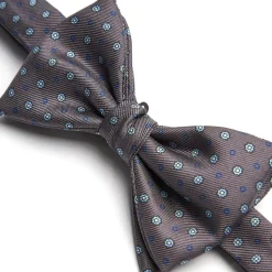 PAPILLON ANNODATO IN SETA GRIGIO SCURO Microfantasia fiore
