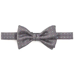 PAPILLON ANNODATO IN SETA GRIGIO SCURO Microfantasia fiore