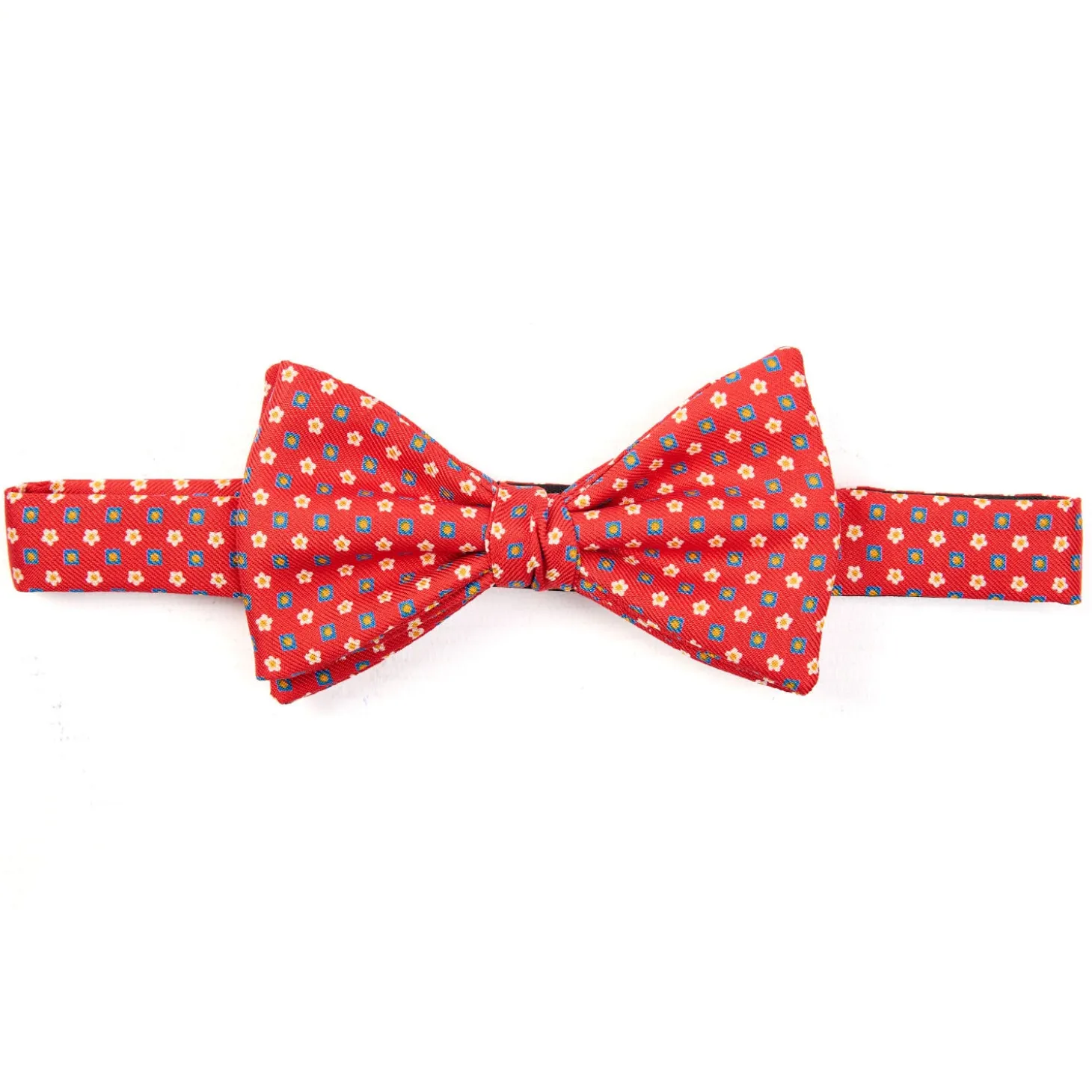 PAPILLON ANNODATO IN SETA ROSSO Microfantasia geometrica