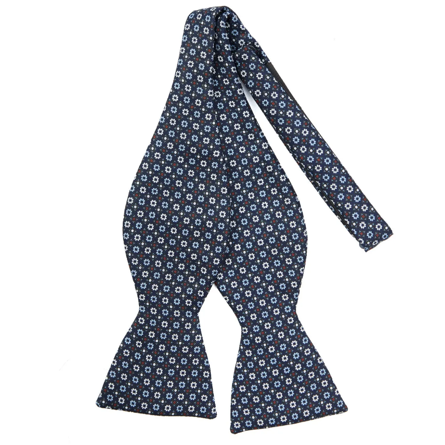 PAPILLON DA ANNODARE IN SETA BLU SCURO Microfantasia fiore