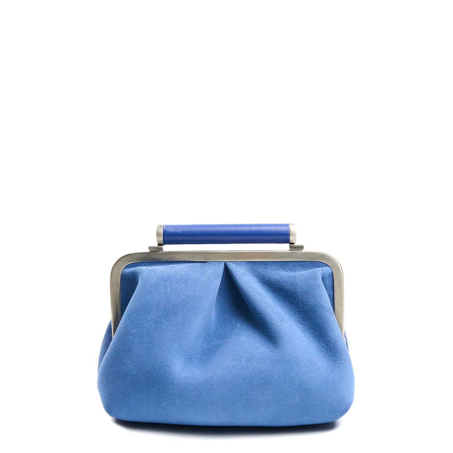 PARTY CLUTCH AZZURRO POLVERE In camoscio e pelle