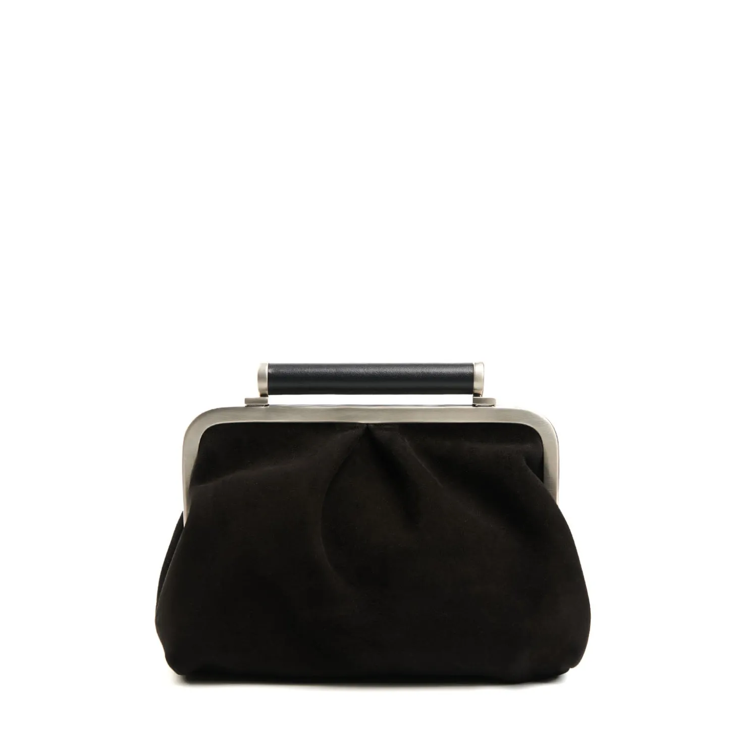 PARTY CLUTCH NERA In camoscio e pelle