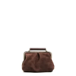 PARTY CLUTCH TESTA MORO In camoscio e pelle