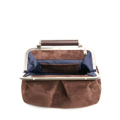 PARTY CLUTCH TESTA MORO In camoscio e pelle