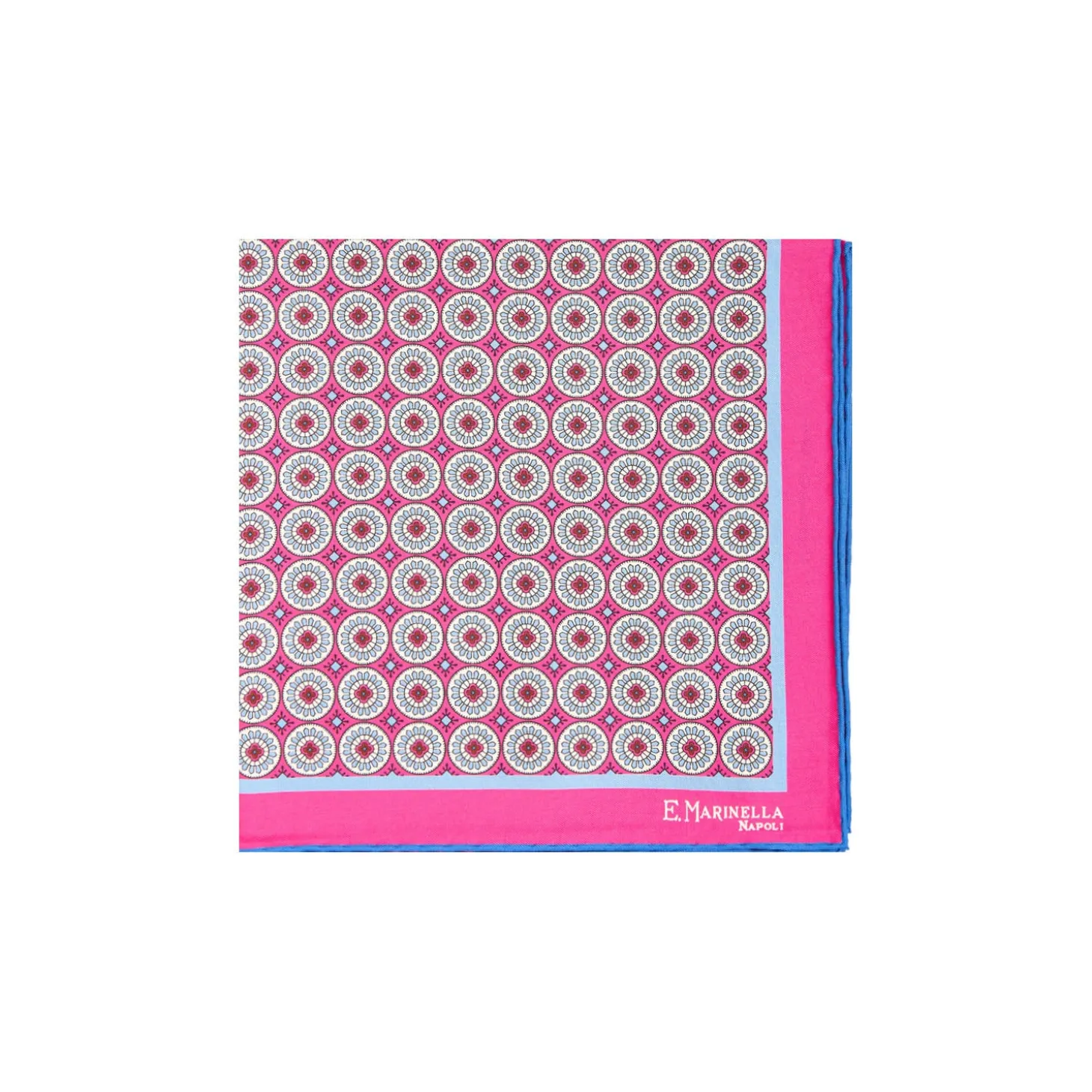 POCHETTE DA TASCHINO IN SETA STAMPATA A MANO FUCSIA Macrofantasia fiore