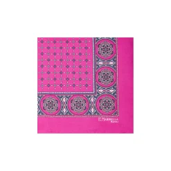 POCHETTE DA TASCHINO IN SETA STAMPATA A MANO FUCSIA Microfantasia fiore