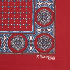 POCHETTE DA TASCHINO IN SETA STAMPATA A MANO BORDEAUX Microfantasia fiore