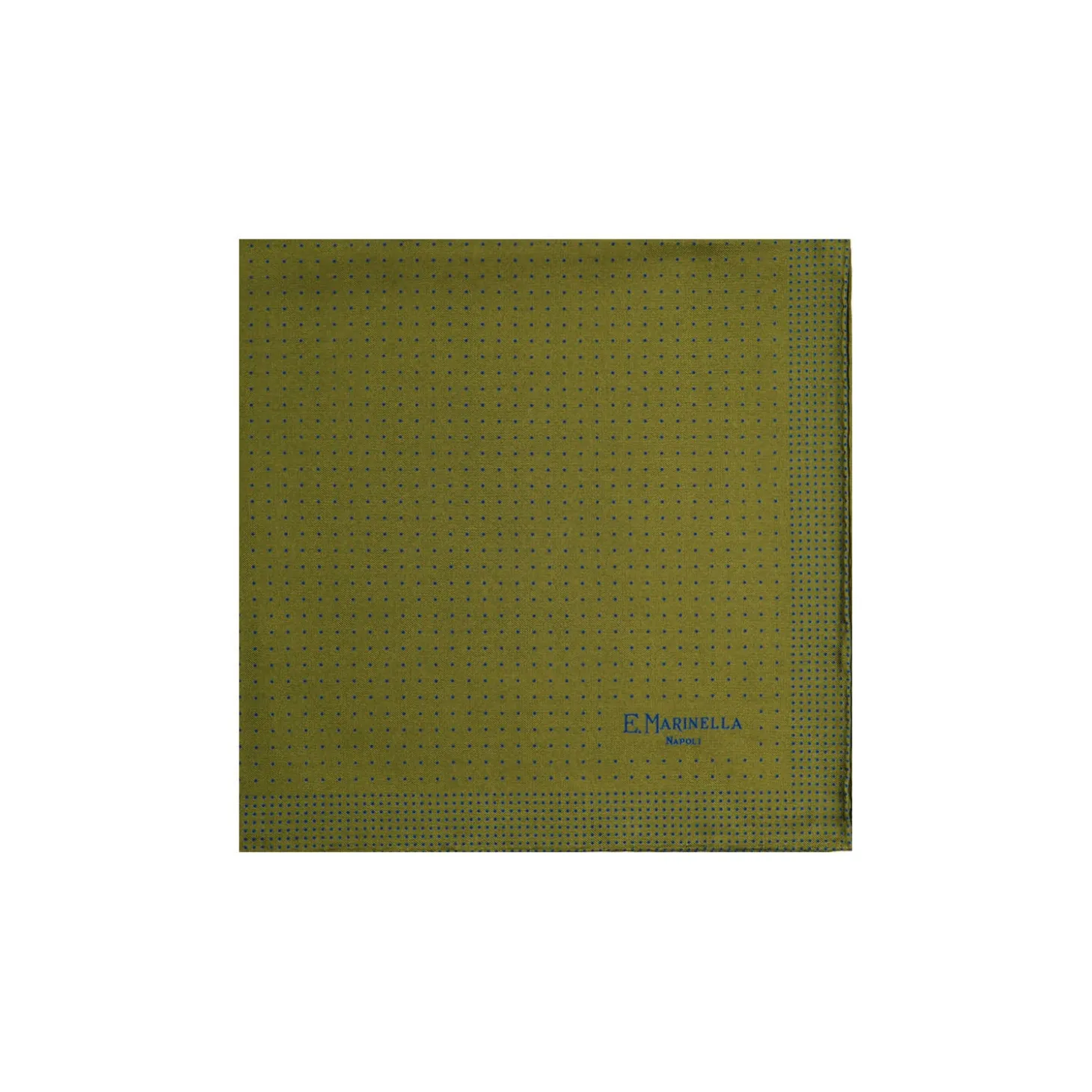 POCHETTE DA TASCHINO IN SETA STAMPATA A MANO VERDE OLIVA Pois