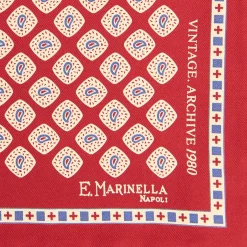 POCHETTE DA TASCHINO IN SETA STAMPATA A MANO BORDEAUX Fantasia archivio 1980